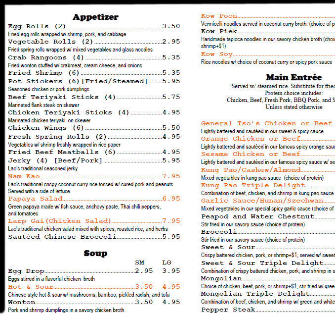 menu
